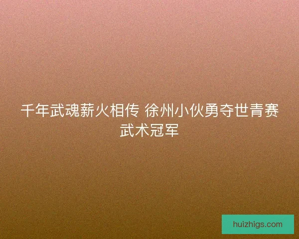 千年武魂薪火相传 徐州小伙勇夺世青赛武术冠军 千年武魂薪火相传 徐州小伙勇夺世青赛武术冠军