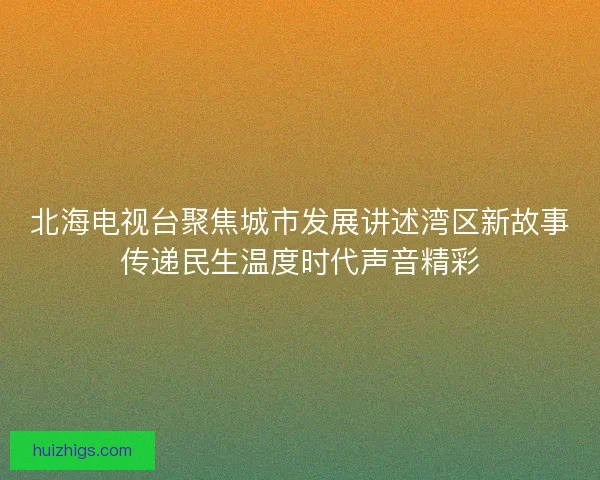 北海电视台聚焦城市发展讲述湾区新故事传递民生温度时代声音精彩 北海电视台聚焦城市发展讲述湾区新故事传递民生温度时代声音精彩